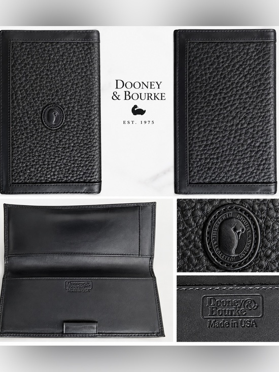 Dooney & Bourke Handbags - Vintage Dooney & Bourke Black Pebbled Leather Checkbook Wallet Made in USA